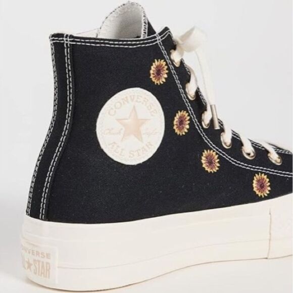 Converse Sneakers Lift Platform Sunflower HighTops Chuck Taylor Black Size 7.5 - Picture 12 of 12